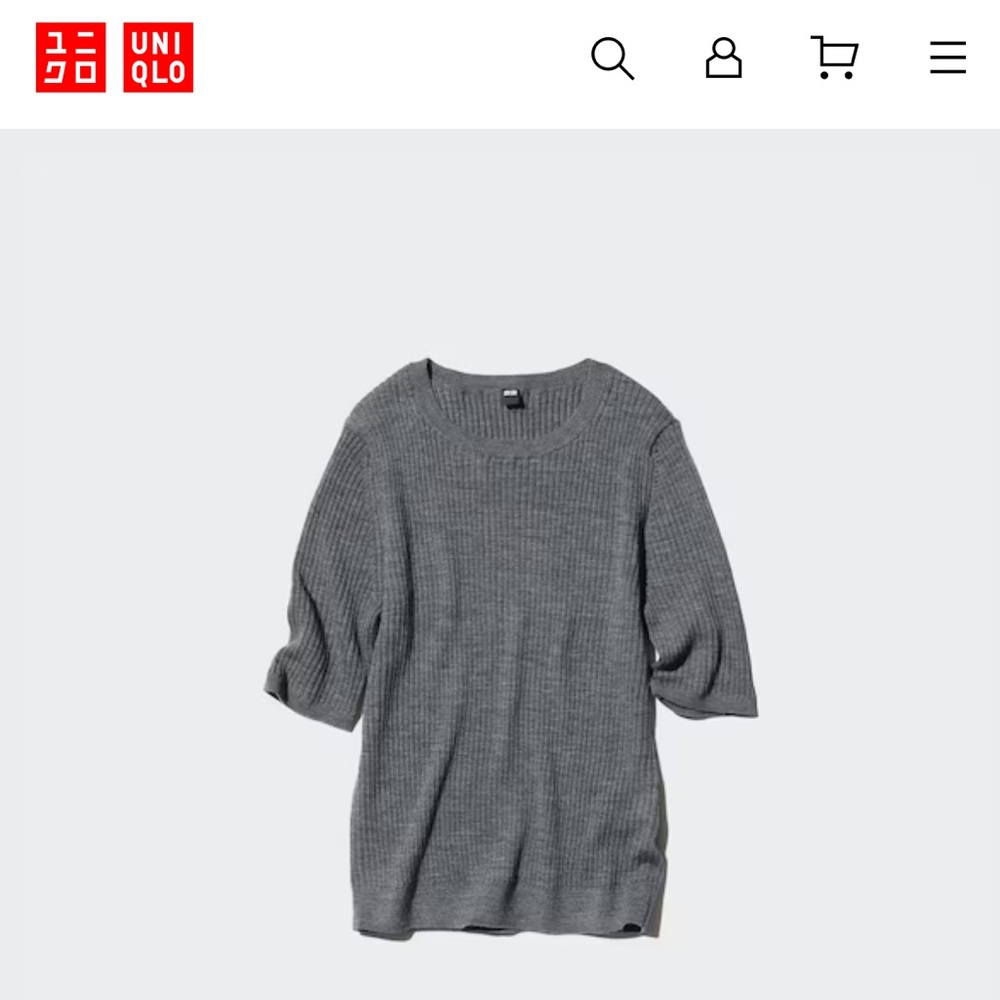 Uniqlo MERINO RIBBED CREW NECK SWEATER HALF SLEEVE